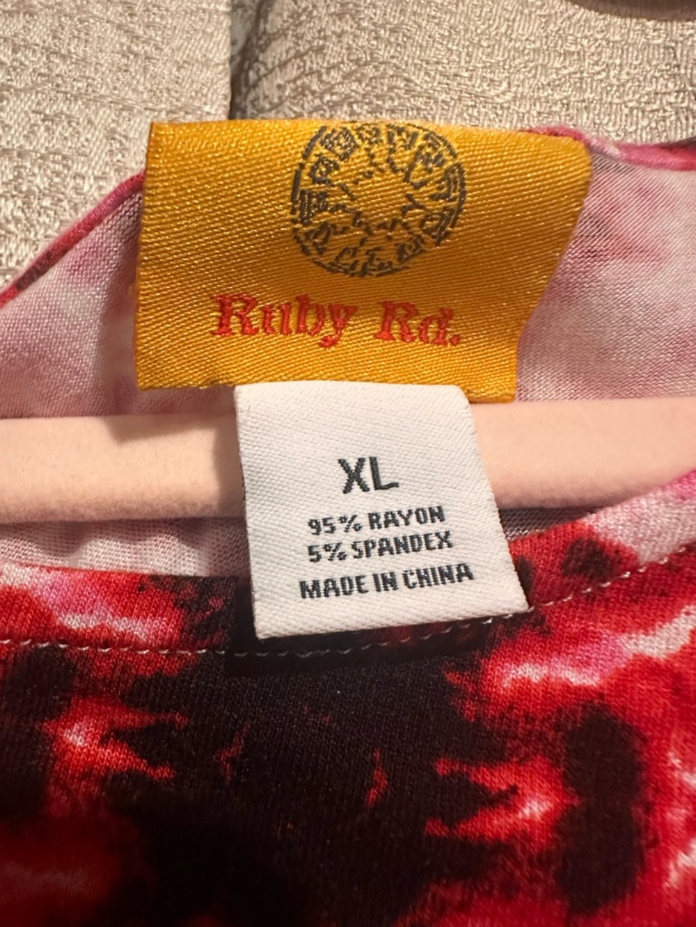 Ruby Rd. Pink & Red Abstract Tie-Front Long Sleeve Top - Picture 2 of 2